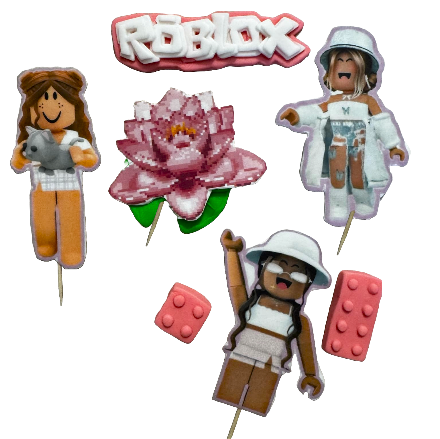 Zestaw 7 dekoracji z jadalnej pasty cukrowej, Roblox Girls Dekoracje z pasty cukrowej Naty Shop