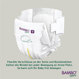 Pieluchy Bambo Nature dla niemowląt, rozmiar 4 (7-14 kg), 144 szt., opakowanie miesięczne | Pieluszki Premium ze zwiększoną ochroną przed wyciekami | Najwyższy komfort i swoboda dla aktywnych dzieci | Pieluszki testowane dermatologicznie