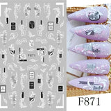 JMEOWIO Nagelsticker Blumen 10 Blatt Nagelaufkleber Selbstklebend Czarny biały kwiat Nail Art Naklejka Dekoracja Nageldesign Zubehör