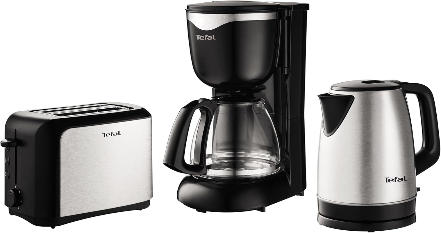 Tefal CM3408 Szklany miniekspres do kawy (600 W, 6 filiżanek) czarny/stal nierdzewna, CM340811