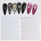 JMEOWIO Nagelsticker Aurora Holografisch 9 Blatt Nagelaufkleber Selbstklebend Herz-Flamme Spielt Schmetterlings-Mond Die Hauptrolle Nail Art Naklejka Dekoracja Nageldesign Zubehör