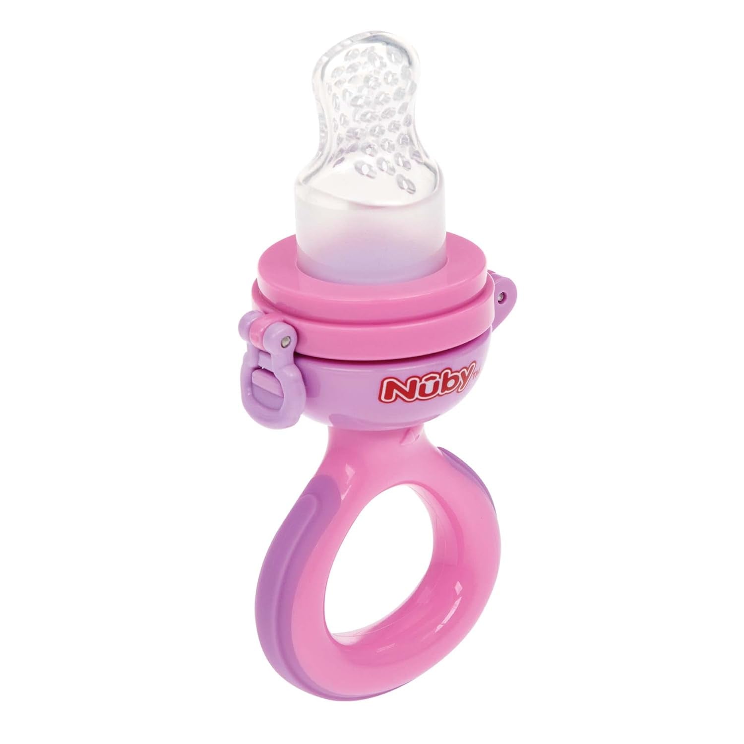 Nuby Silikonowy podajnik owoców Nibbler - Podajnik owoców dla niemowląt 6 miesięcy i małych dzieci - Gryzak do owoców, warzyw i przecierów - Bez BPA - Różowy - 6+ miesięcy