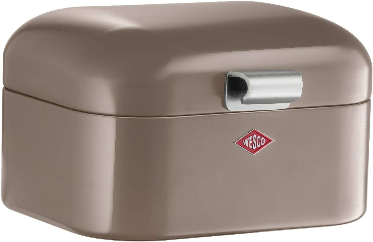 Wesco 235 001 Mini Grandy kosz na chleb 17 x 18 x 12 cm (dł./szer./wys.) różowy, stal nierdzewna Pudełka do przechowywania żywności Naty Shop Ciepły szary