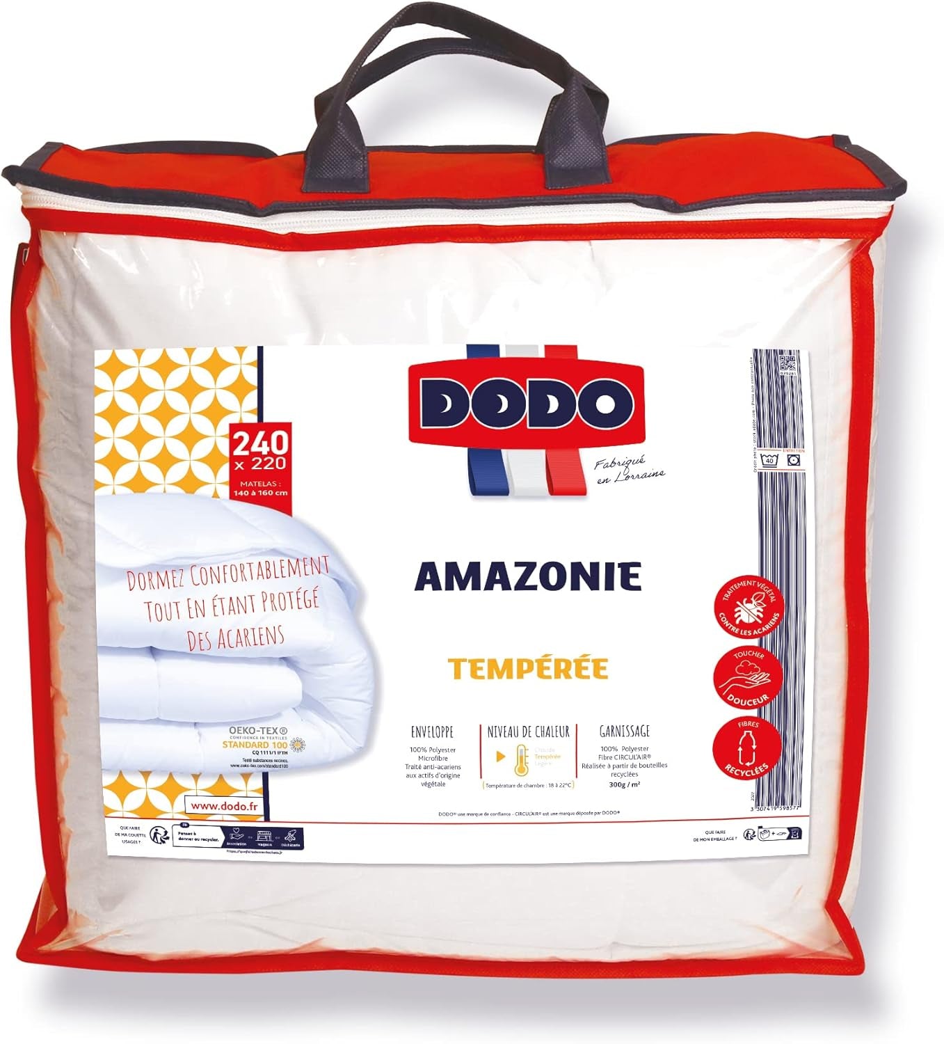 Koc, umiarkowany, syntetyczny, 220 x 240 cm, do łóżka podwójnego, koc Amazon, odporny na roztocza i puszysty, włókno z recyklingu, można prać w pralce w 40 ° C. Kołdry i kołdry Naty Shop