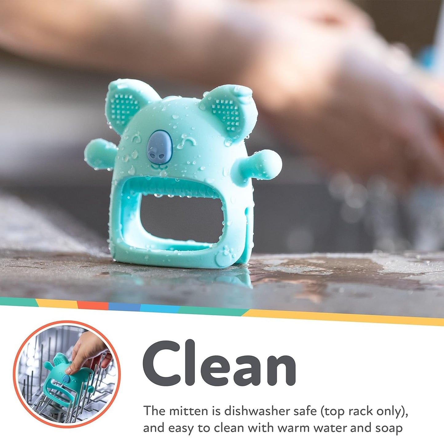 Nuby – Silikonowe rękawice dentystyczne, bez BPA, Blue Koala, od 3 miesięcy