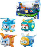 Super Wings Super Zwierzęta 4 szt. Shine, Golden Boy, Jerome, Ellie Przełączany wyraz twarzy Efekt błyskawicy Przenośna zabawka dla 3 4 5 6 7 8 lat Chłopiec Dziewczyna 2 cale Figurki Naty Shop 4 szt. B