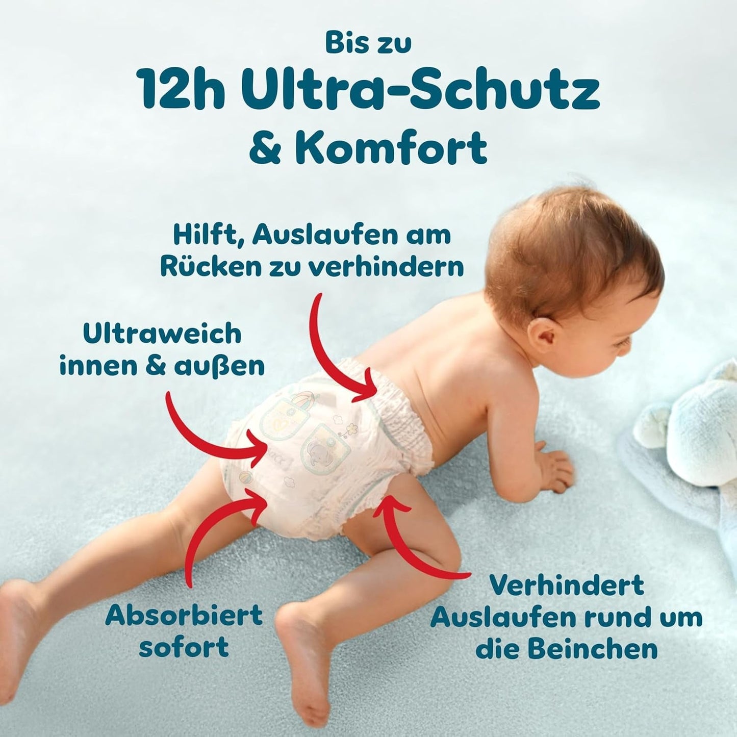 Spodnie ochronne Pampers Premium rozmiar 7, 123 pieluszki, 15 kg+, z regulacją 360° i miękkimi mankietami zapobiegającymi wyciekaniu dla optymalnego komfortu i ochrony