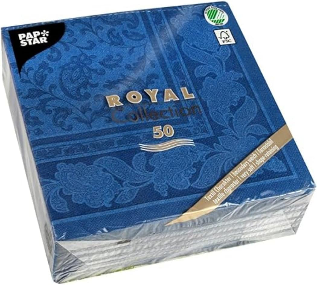 50 serwetek „ROYAL Collection” 1/4 złożenia 40 cm x 40 cm ciemnoniebieskie „Ozdoby”