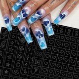 6 arkuszy Szablon aerografu Naklejki na paznokcie, Motyl Płomień Gwiazdy Serce Gwiazdy Naklejki na paznokcie Szablon do drukowania Narzędzie Nail Art Samoprzylepne naklejki dla kobiet Naklejki do zdobienia paznokci