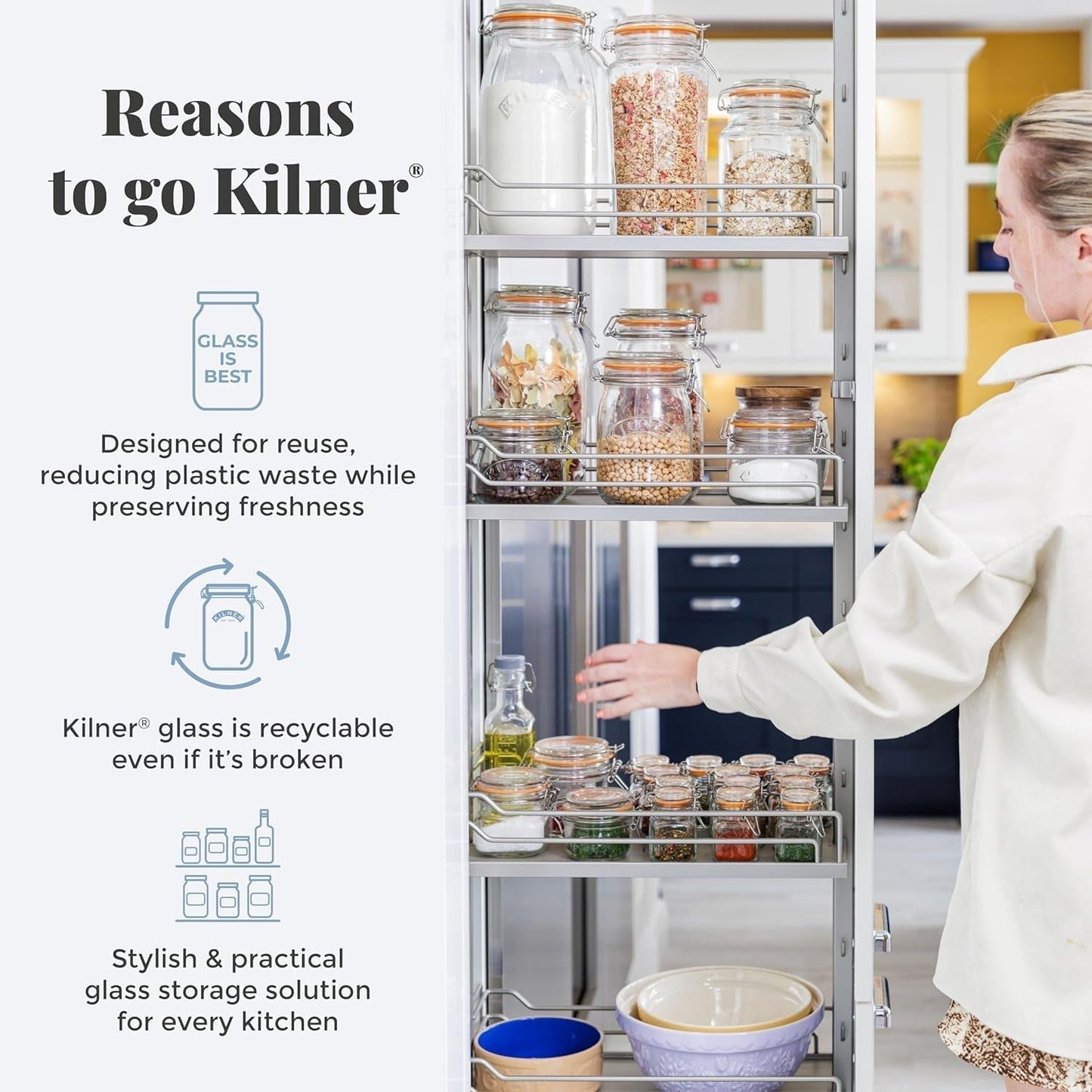 Kilner słoik śniadaniowy z łyżeczką / 350 ml, Ø 9,5 cm / 5 sztuk | Kubek do musli na wynos / nietoksyczny / szklany pojemnik z pokrywką na musli, owsiankę i jogurt / pojemnik na płatki owsiane Naty Shop Pudełka do przechowywania żywności
