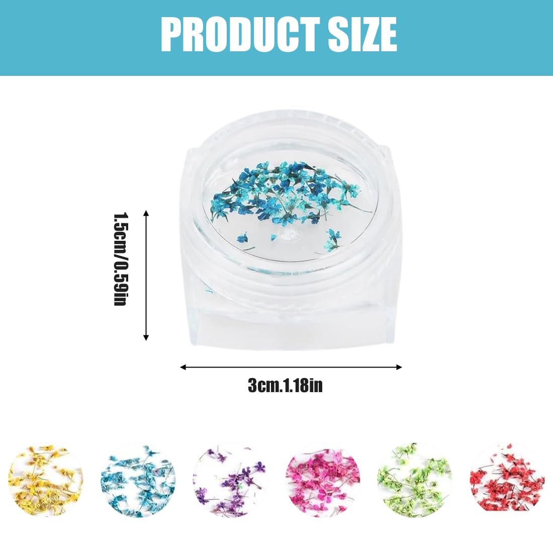 EYVRPAU 6 Stück Nail Art Zestaw kwiatów Dekoracja, Gelnägel Zubehör 6 Farben, Nail Art Aufkleber Trockene Blumen Kit Getrocknete Blumen Zubehör Zestaw DIY Nageldekoration