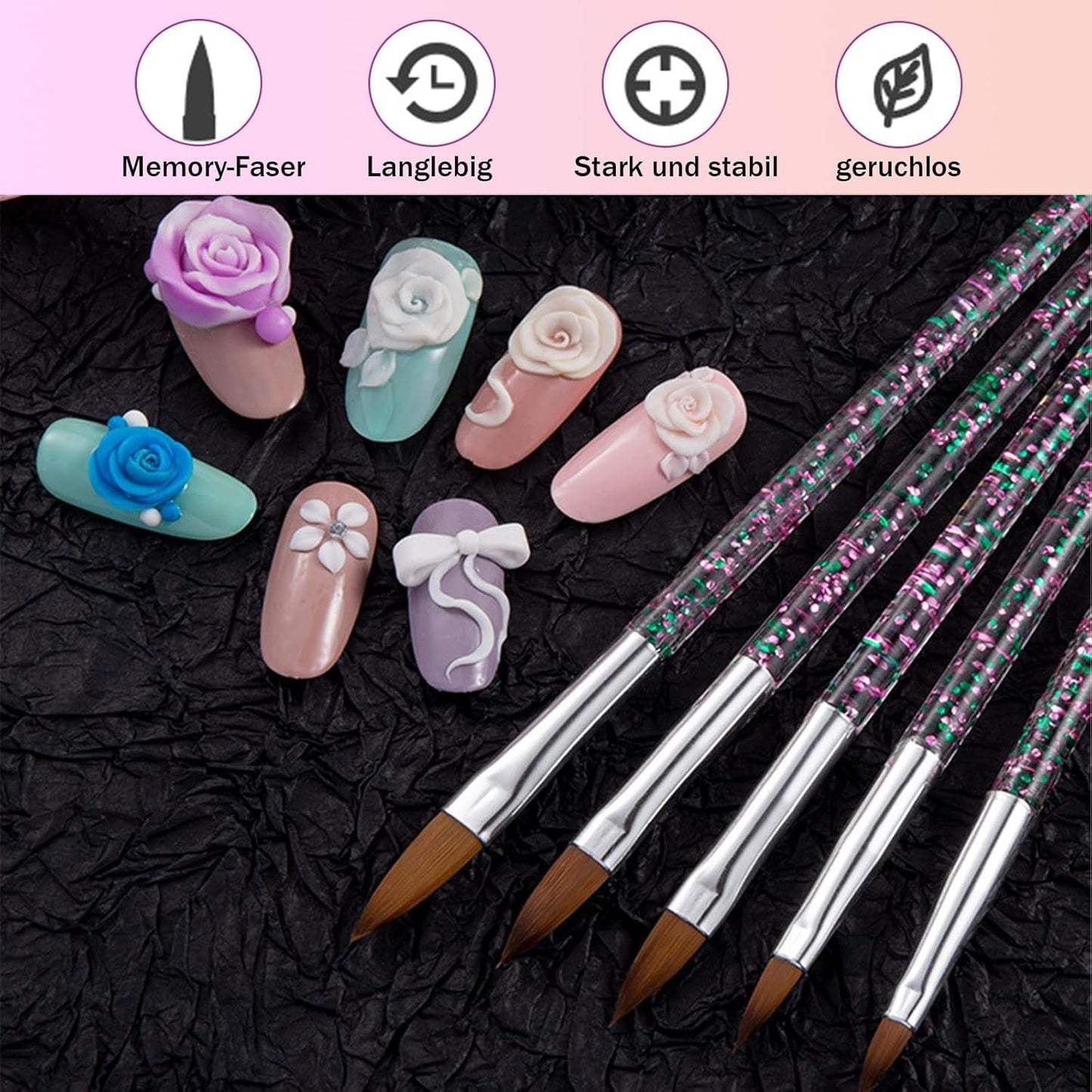 31 Stück Professionelle Nagel Pinsel Set, dwustronny Nagelpinsel, Pinsel Für Gelnägel, akrylowy ołówek do zdobienia paznokci, narzędzia do kropkowania paznokci, szczotka do paznokci dla majsterkowiczów Nagelkunst Salon Design