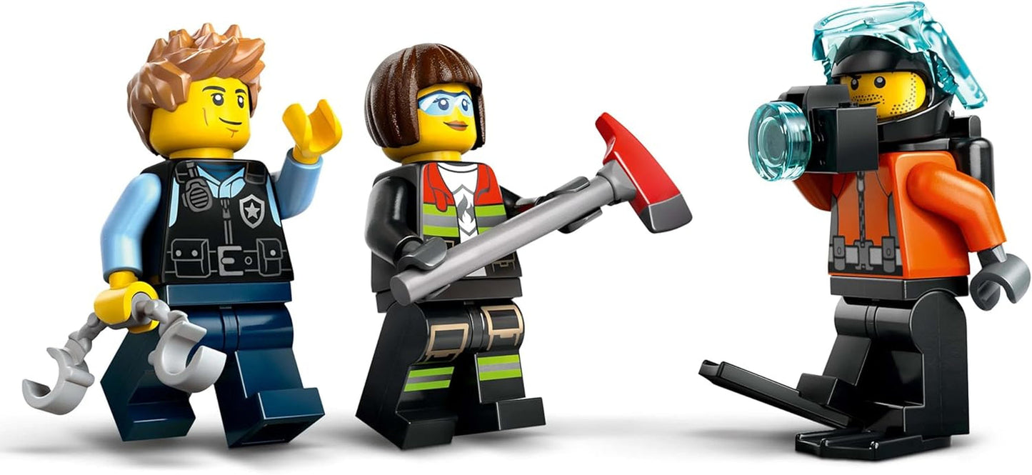 Zestaw LEGO City Combo zawierający helikopter, samochód z lwem i łódź podwodną oraz 3 minifigurki — zabawkowe pojazdy do zbudowania dla chłopców i dziewcząt od 7 lat — prezent urodzinowy i świąteczny 60462 Zestawy do budowania Besuche den LEGO-Store