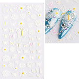 JMEOWIO 3D Nagelsticker Blume Frühlings Nail Art Naklejka Selbstklebend Nagelaufkleber 5D Stereoskopisch Sommer Bunter Blumen Dekoration Nageldesign Zubehör 4 Blatt