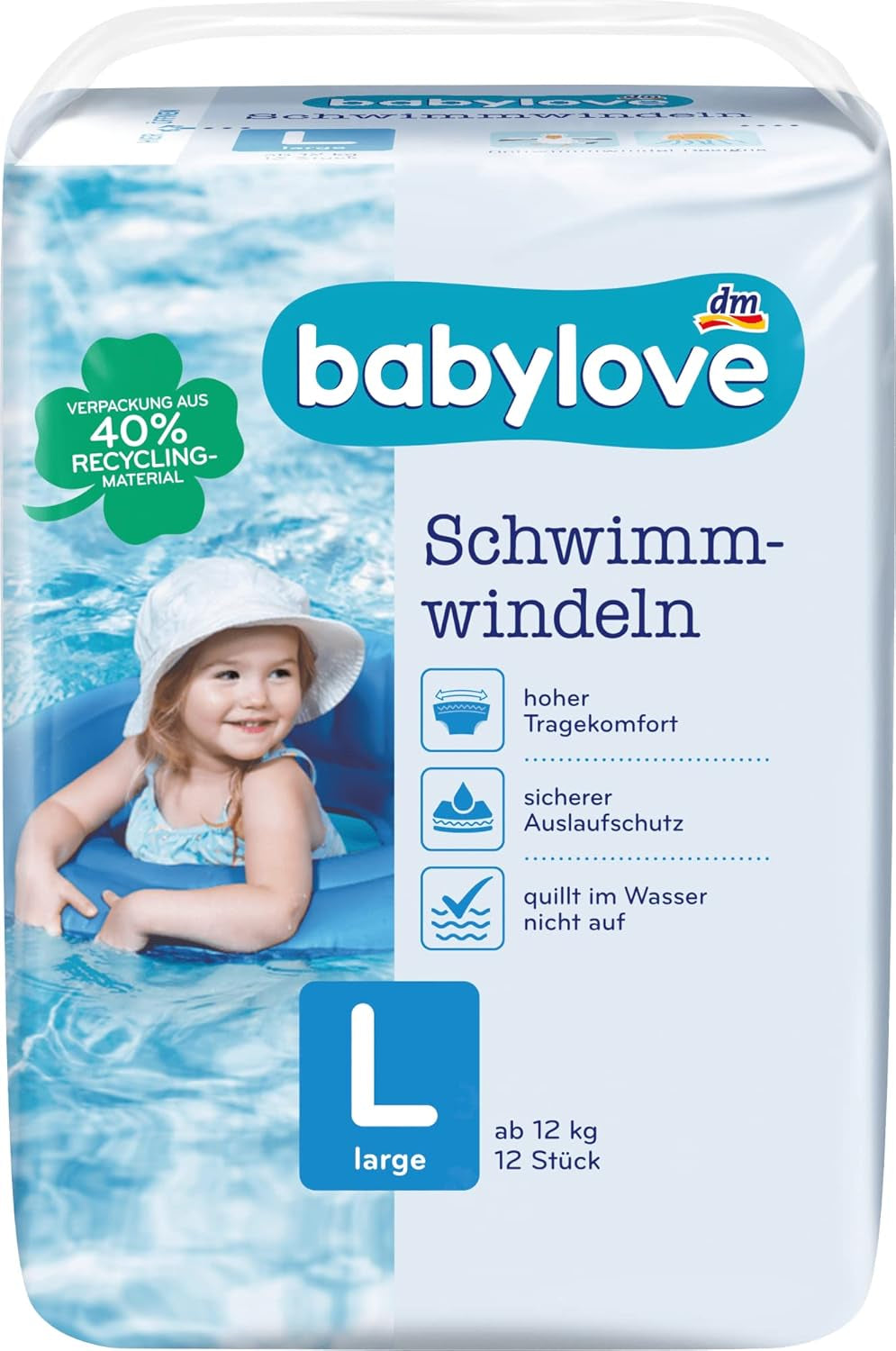 Pieluchy kąpielowe rozmiar L (10 - 14 kg), opakowanie 12 szt