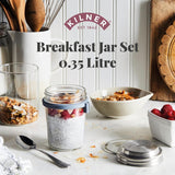 Kilner słoik śniadaniowy z łyżeczką / 350 ml, Ø 9,5 cm / 5 sztuk | Kubek do musli na wynos / nietoksyczny / szklany pojemnik z pokrywką na musli, owsiankę i jogurt / pojemnik na płatki owsiane Naty Shop Pudełka do przechowywania żywności