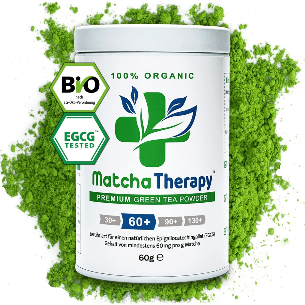 Terapia Matcha 30+ | Organiczna herbata Matcha w proszku | 60 g | O potwierdzonej zawartości co najmniej 30 mg/g katechiny EGCG | Wspomaga układ odpornościowy i poziom energii | Ceremonialna jakość | Zielona herbata z Japonii