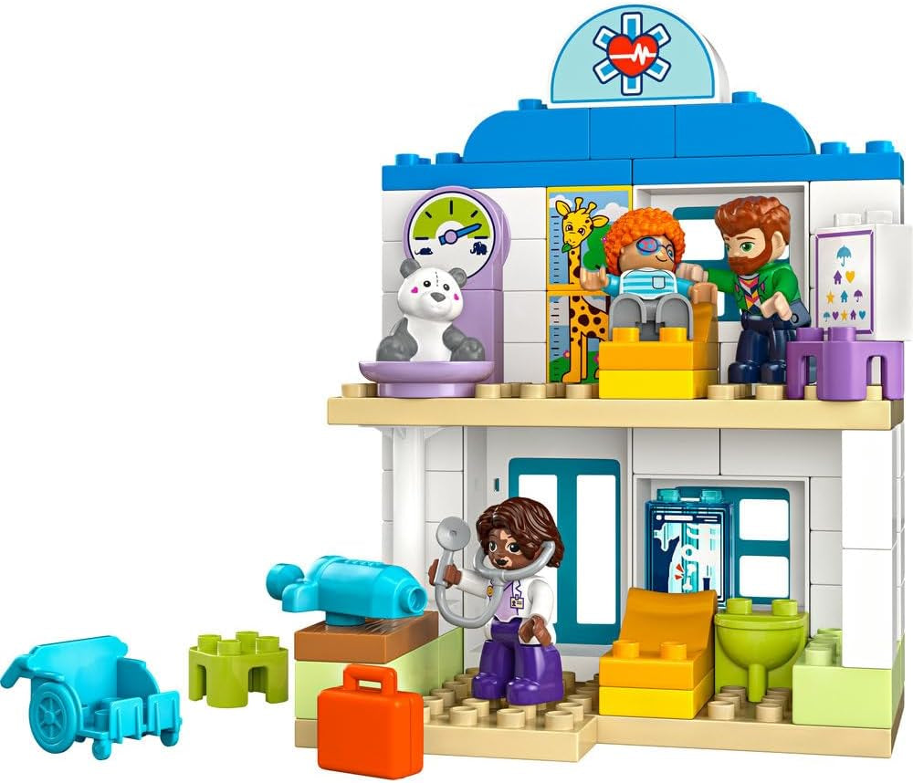 LEGO DUPLO Miasto Pierwsza wizyta u lekarza, zabawka do budowania, zestaw do rozwijania umiejętności motorycznych, prezent dla dwuletnich maluchów, zabawka edukacyjna, odgrywanie ról w szpitalu 10449 Zestawy do budowania Besuche den LEGO-Store