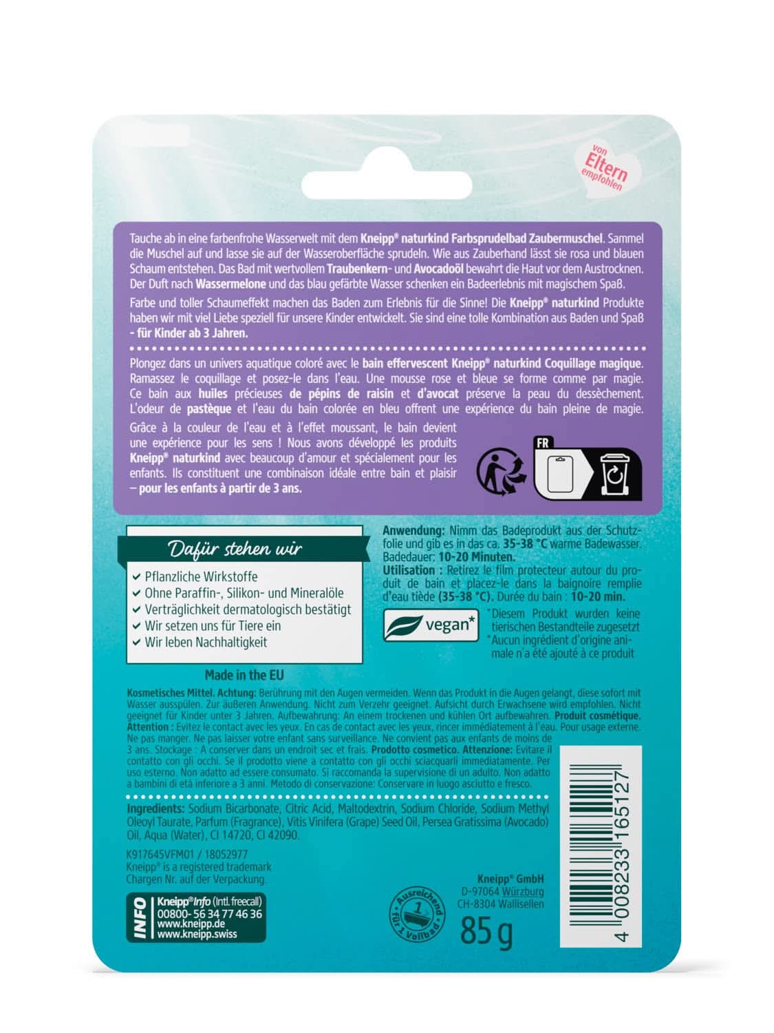 Kneipp Naturkind, dodatek do kąpieli z cennym olejkiem z pestek winogron i awokado - pływająca skórka o smaku melona dla magicznej zabawy w kąpieli - 1 szt. Naty Shop Prysznic i wanna
