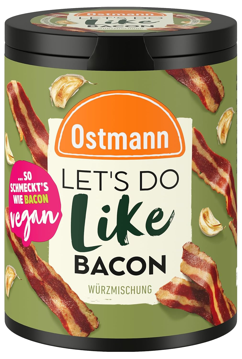 Ostmann Gewürze - Zróbmy jak bekon | Bacon-Geschmack für ungewürzte Fleischersatzprodukte | Gewürzsalz für Tofu i wegetariańskie/wegańskie Eintöpfe | 80 g w koszu Metalldose