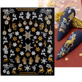 JMEOWIO Nagelsticker Weihnachten 9 Blatt Nail Art Naklejka Selbstklebend Nagelaufkleber Schneeflocke Schneemann Festival Weißes Gold Dekoration Nageldesign Zubehör