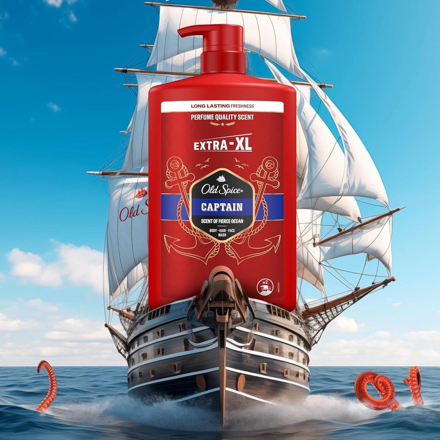 Old Spice Captain Żel pod prysznic i szampon 3 w 1 dla mężczyzn, 1 litr pod prysznic i do kąpieli Naty Shop