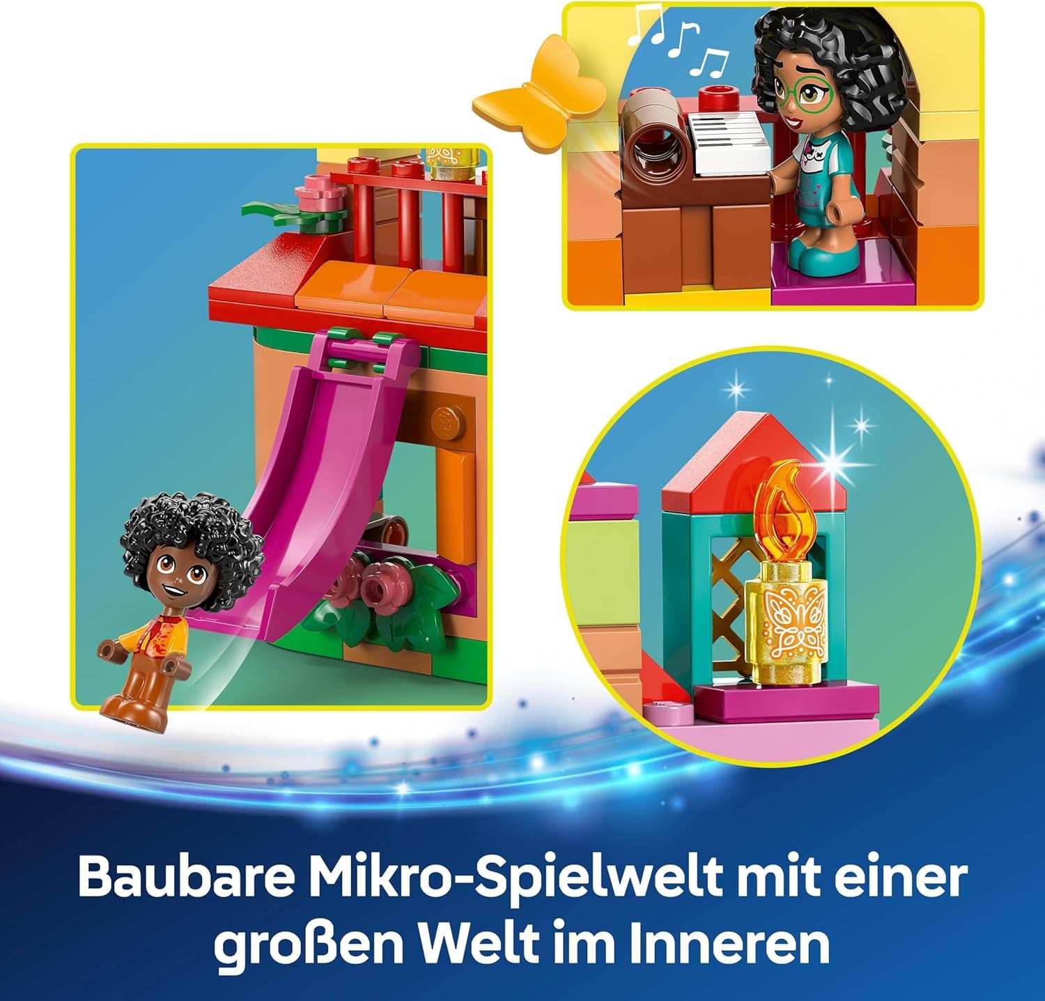 LEGO® Disney Mini Domek Encanto, zabawka konstrukcyjna dla dziewczynek od 5 lat, zabawka fantasy i zestaw konstrukcyjny z mini lalkami Mirabel i Antonio, figurką Kapibary i kluczem 43261 Zestawy konstrukcyjne Besuche den LEGO-Store