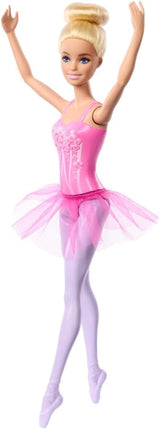 Barbie Ballerina Lalka Modna blondynka w odpinanej liliowej spódniczce tutu z baletowymi ramionami i spiczastymi butami HRG34