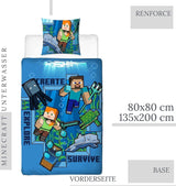 Pościel Minecraft Kinderbettwäsche Jugendbettwäsche 135X200 · Unterwasserwelt · Wende Motiv · Kissenbezug 80X80 + Bettbezug 135X200 Cm · 100% Baumwolle · Deutsche Größe Naty Shop