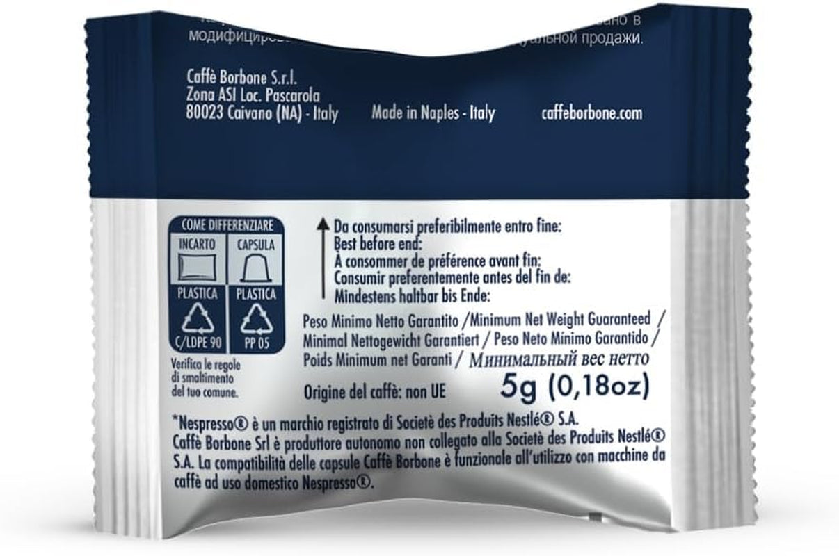 Caffè Borbone Respresso, mieszanka jasnej kawy, 50% Weniger Kaffein als die Blue Mischung - 50 kapsułek - Kompatybilny z Nespresso®* Haushalts-Espressomaschinen