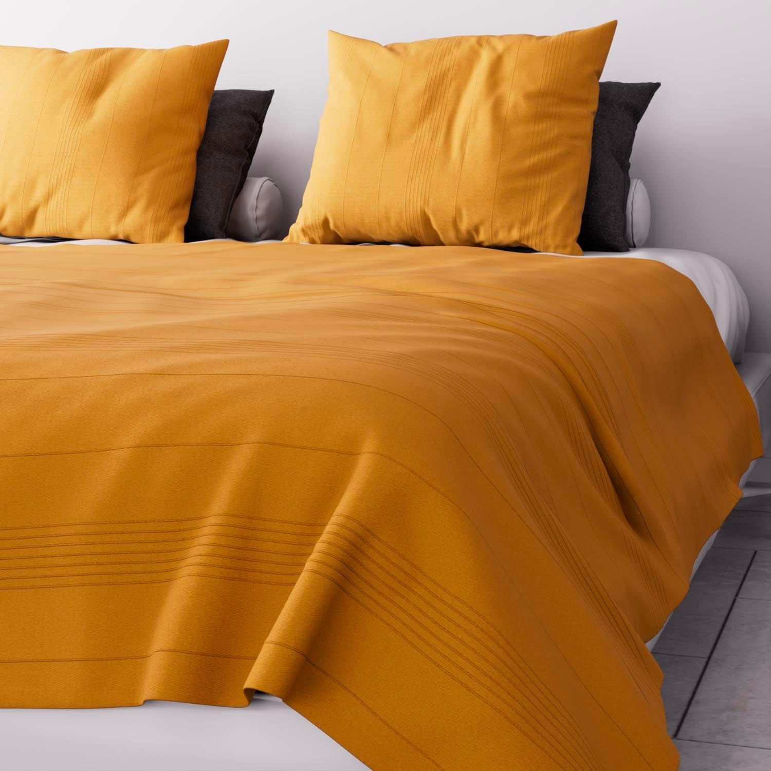 Soleil D'Ocre Adele, Zygzakowata okładka, zrzucona z sofy, Polycoton, niebieska, 220 x 240 cm Kołdry i kołdry Naty Shop żółty 220 x 240 cm