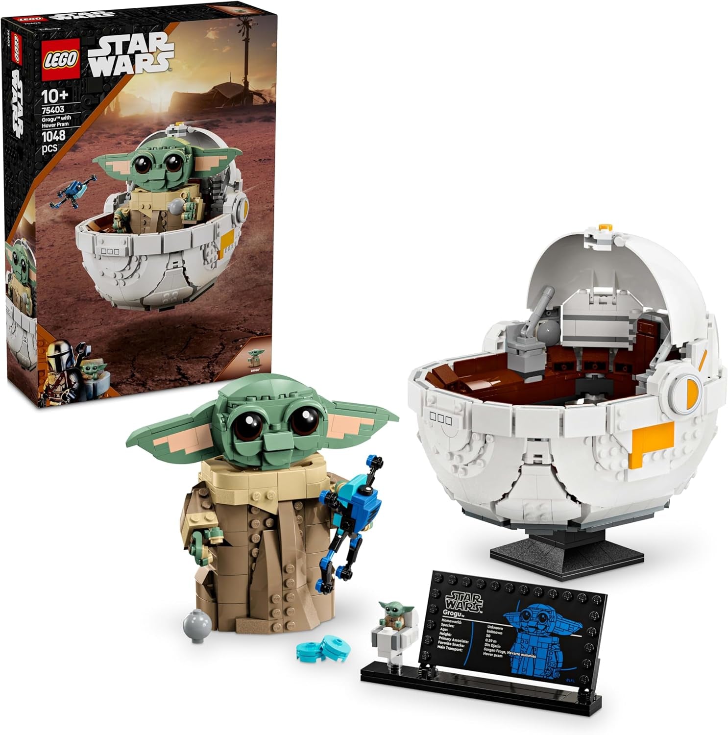 LEGO Star Wars 75403 Grogu w kołysce repulsora mandaloriańskiego - Minifigurka kolekcjonerska - Model do budowania, zabawy i wystawiania - Dekoracje domu - Prezent dla chłopców i dziewcząt w wieku powyżej 10 lat Zestawy do budowania Besuche den LEGO-Store Domyślny tytuł