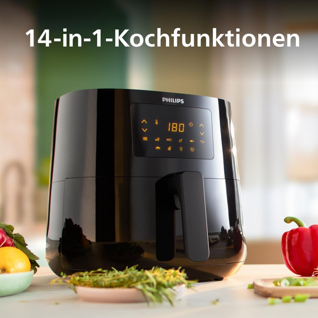 Philips 3000Er Airfryer XL - Technologia Rapid Air, smażenie do 90% mniej tłuszczu, pojemność 1,2 kg, 6,2 litra, ekran dotykowy Sprzęt AGD Naty Shop