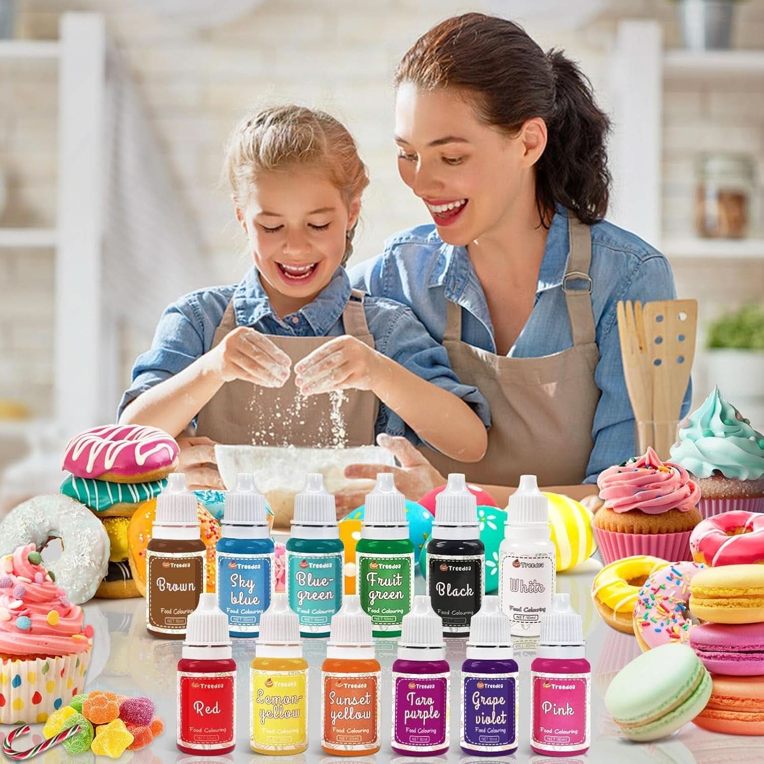 Zestaw 12 barwników spożywczych w płynie, 10 ml Naty Shop