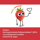 FRECHE FREUNDE Organiczne chipsy truskawkowe, liofilizowane chipsy owocowe, naturalne suszone owoce w plasterkach bez dodatku cukru, wegańskie, bez laktozy, bezglutenowe, opakowanie 12 sztuk (12 x 12g)