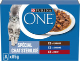 PURINA JEDEN | BIFENSIS | Karma dla sterylizowanych dorosłych kotów | Wspomaga witalność, kości, mięśnie i stawy kota W sosie | Saszetki z kaczką, sardynkami, wołowiną, świeżością | 1 sztuka (8x85g)