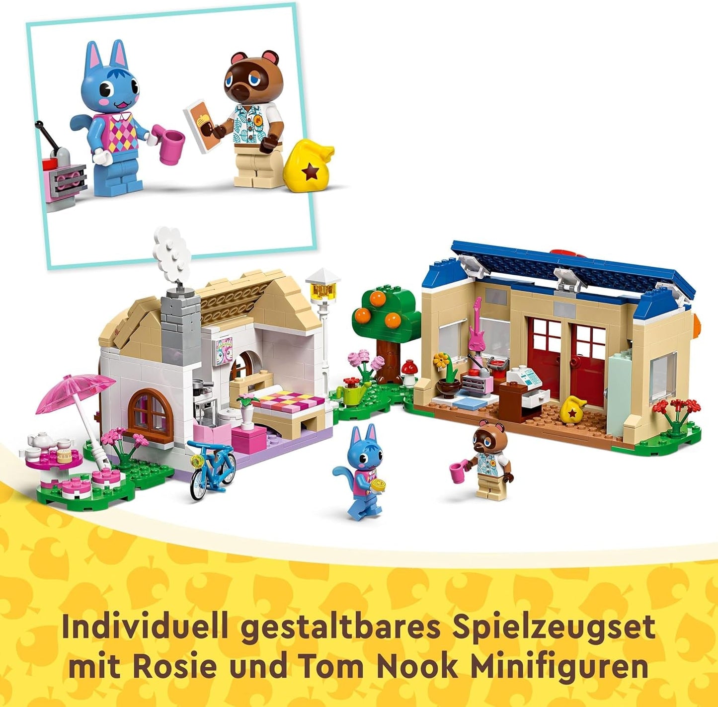 Zestaw LEGO Animal Crossing Nook's Shop i Sophie's House, kreatywna zabawka dla dzieci z 2 minifigurkami z serii gier wideo, prezent dla dziewcząt i chłopców od 7 lat 77050 Zestawy do budowania Besuche den LEGO-Store