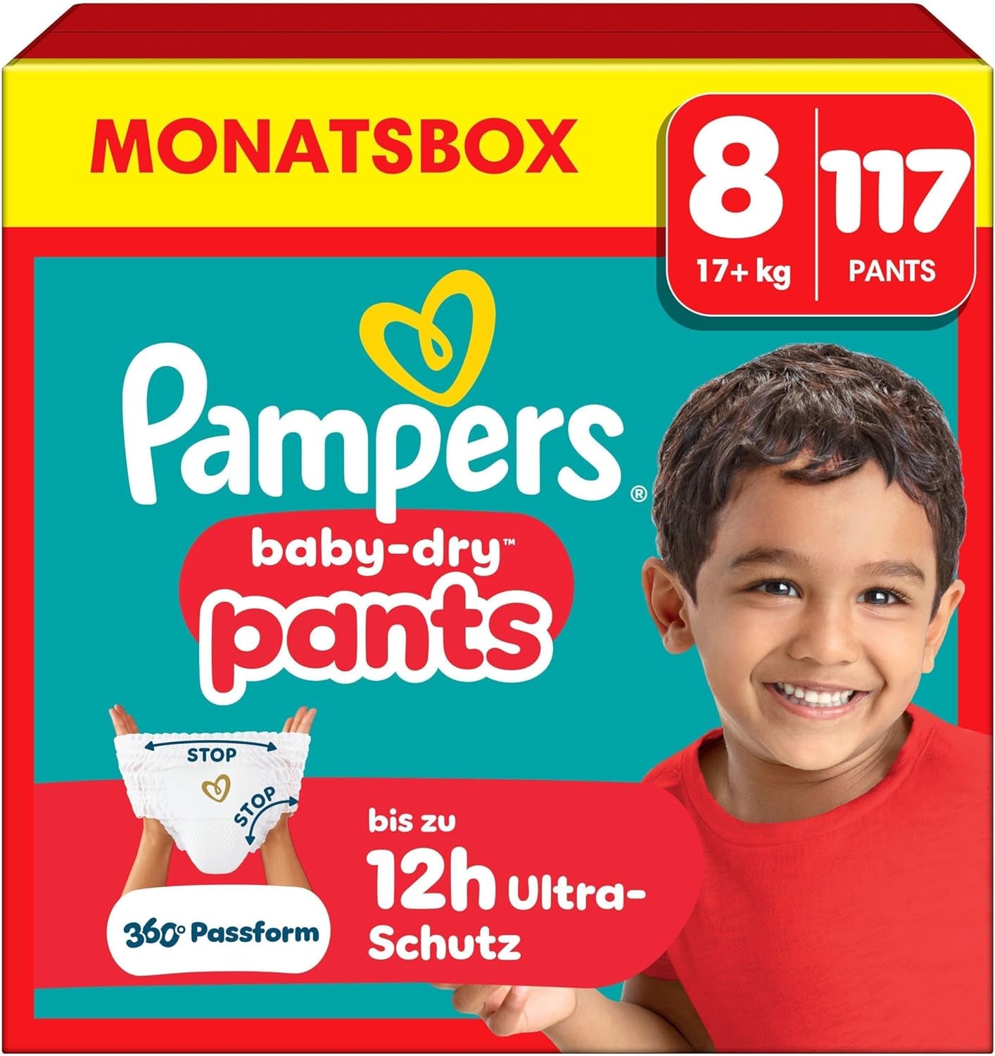Spodnie Pampers Baby-Dry Größe 5, 160 Stück, 11kg-17kg, 360° auslaufsichere Nadają się na dzień i na noc