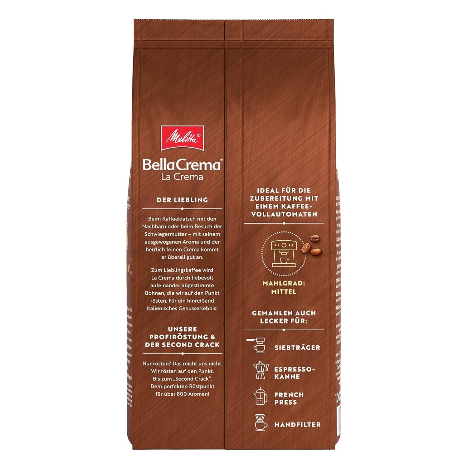 Kawa ziarnista Melitta BellaCrema La Crema 1kg i kawa ziarnista BellaCrema Decaffeinato bezkofeinowa 1kg