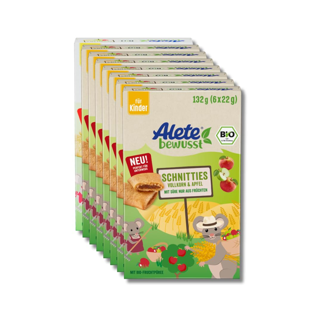 Alete Organiczne placki z pełnoziarnistych jabłek w plasterkach 8 x 132g