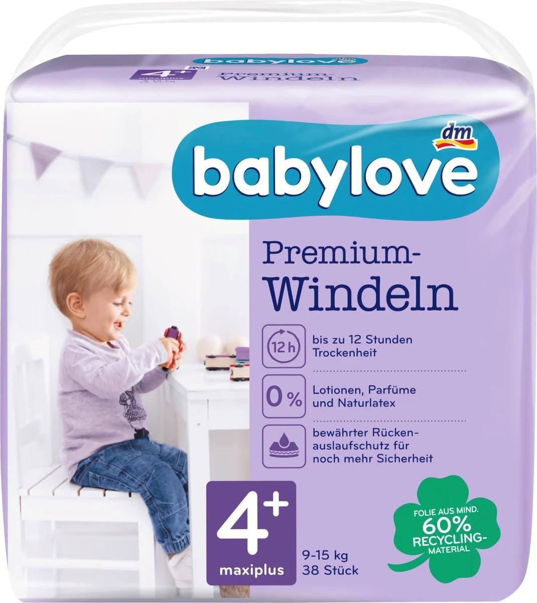 Pieluszki Premium rozm. 4+, maxi plus 9-20 kg, 1 x 38 szt