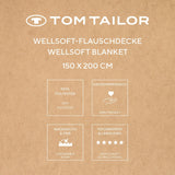 TOM TAILOR Koc Wellsoft, 150X200 cm, 100% Poliester/ Wellsoft, haftowane logo, KOCYK WELLSOFT Pomarańczowy (Ciepły Koral) Koce i kołdry Naty Shop