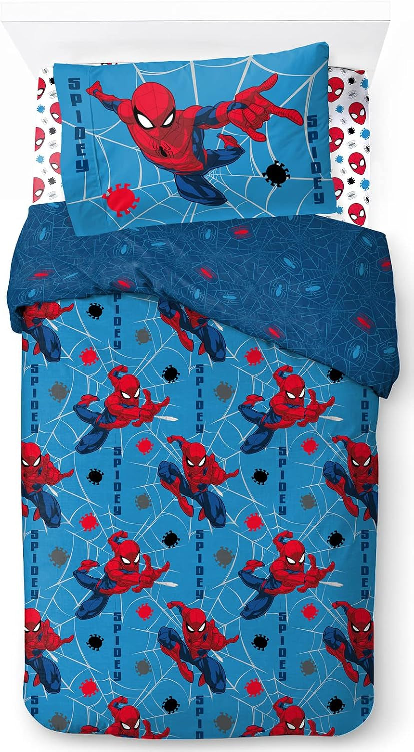 Pościel dla dzieci, Postacie Disneya, 100% bawełna Pościel - dziecięca Naty Shop Blue - Spiderman 135X200/50X70 (3 szt.)