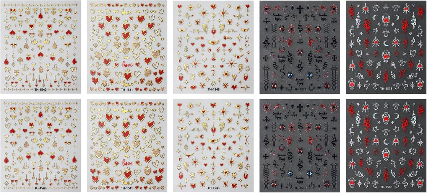 JMEOWIO Nagelsticker Mond Stern 10 Blatt Nail Art Naklejka Selbstklebend Nagelaufkleber Dekoration Nageldesign Zubehör