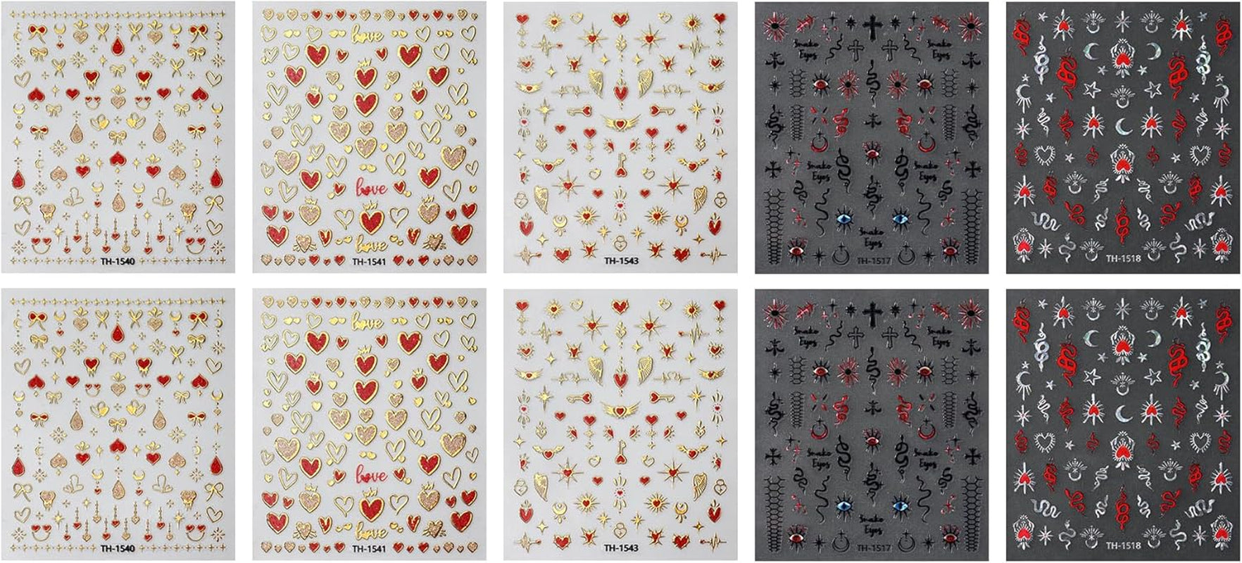 JMEOWIO Nagelsticker Mond Stern 10 Blatt Nail Art Naklejka Selbstklebend Nagelaufkleber Dekoration Nageldesign Zubehör