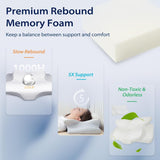 HOMCA Poduszka na szyję, ergonomiczna poduszka z pianki memory. Pokrowiec na poduszkę chłodzącą 3D do pozycji leżącej, bocznej lub na brzuchu, 62 x 41 x 9,5/12,5 cm Poduszki ortopedyczne szyjki macicy Naty Shop