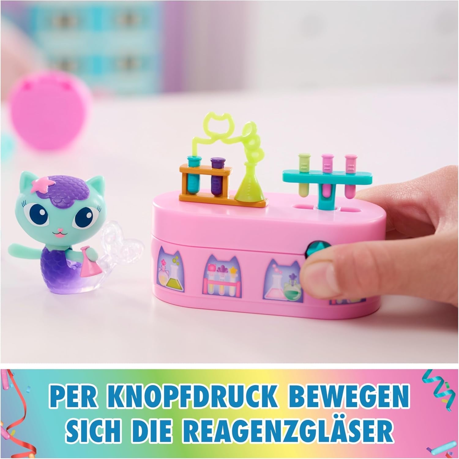 DREAMWORKS GABBY DOLLS HOUSE - zestaw mebli Meerkätzchen Bobble Kitty, figurka kota z meblami do domku dla lalek i akcesoriami, wiek: 3+