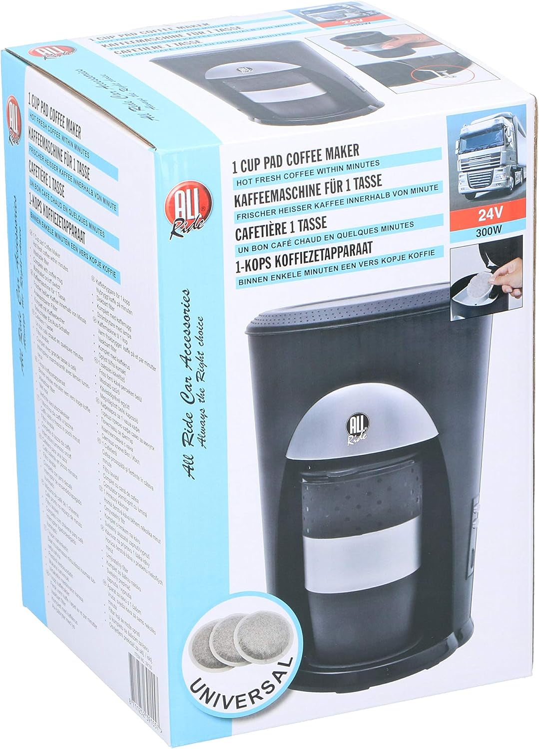 Espresso - Kawa - Kawa na wynos - Samochód ciężarowy 24V - Aktiva 300W - Podkładka na 1 filiżankę - w komplecie. filiżanka