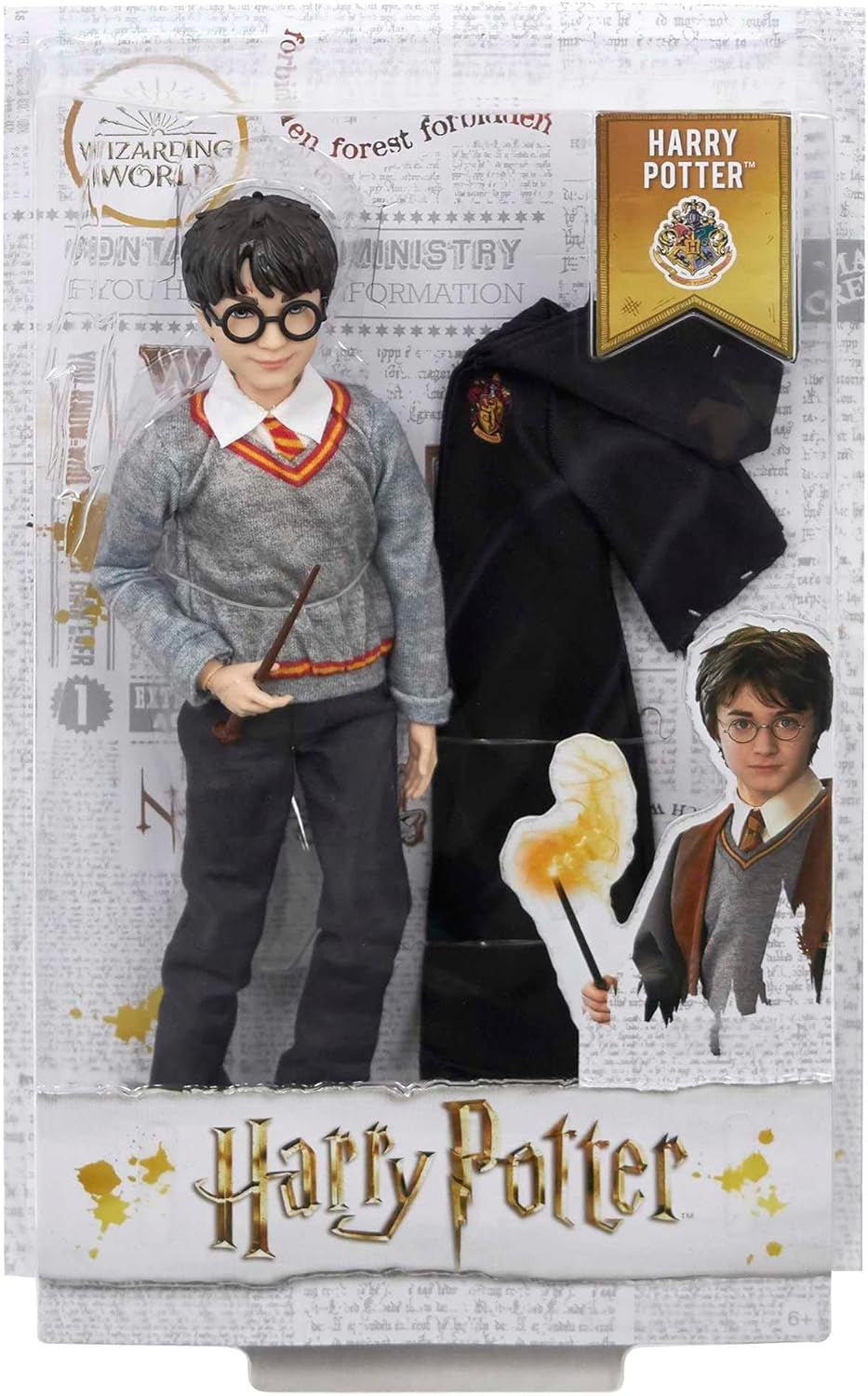 Mattel Harry Potter - lalka kolekcjonerska (około 26 cm) z mundurkiem Hogwartu, szatą Gryffindoru i różdżką, zabawką od 6 lat FYM50 Figurki Naty Shop