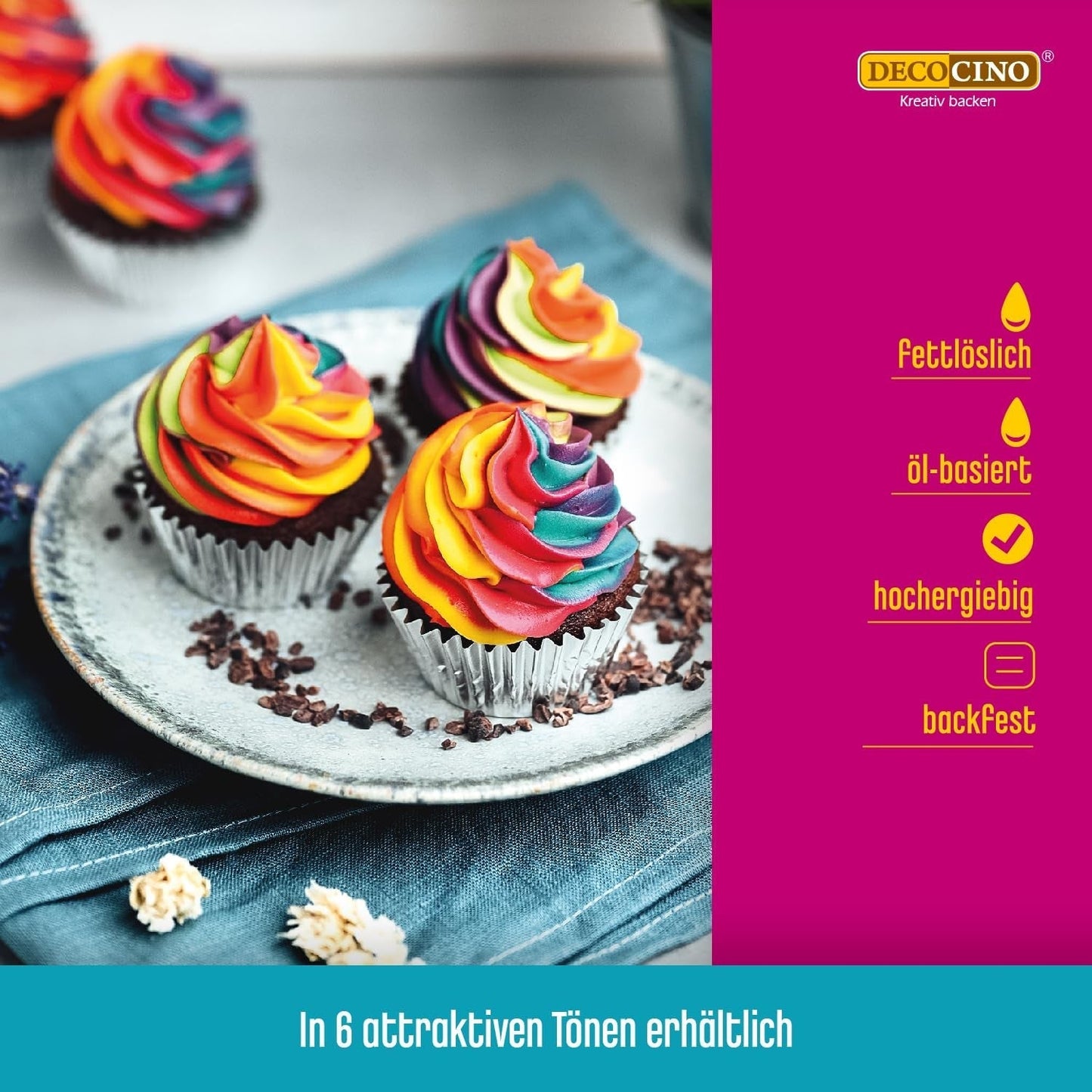DECOCINO Czerwona pasta koloryzująca rozpuszczalna w tłuszczach - 15 g - Barwnik spożywczy na bazie oleju, idealny do barwienia czekolady, kremu maślanego, ciasta na fondant lub ciasteczka (3 sztuki w opakowaniu)